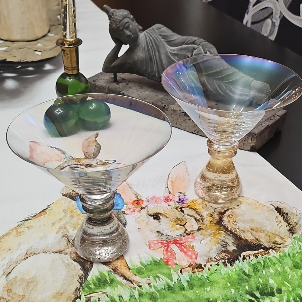Bombay Co Spencer Martini Glass Controlled Bubble Base Made in Slovakia 5.5” H